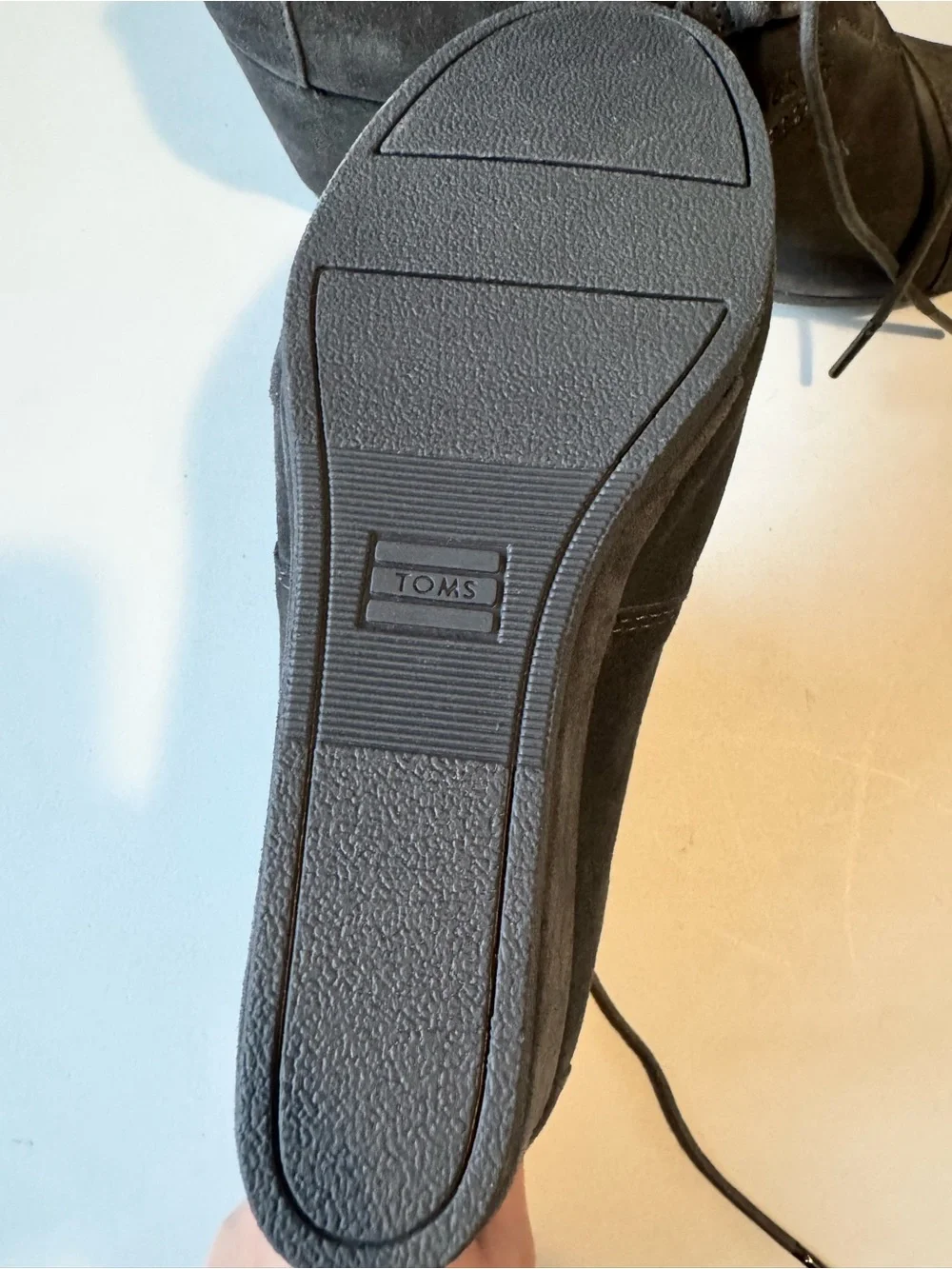 Toms Gray Suede Wedge Ankle Booties